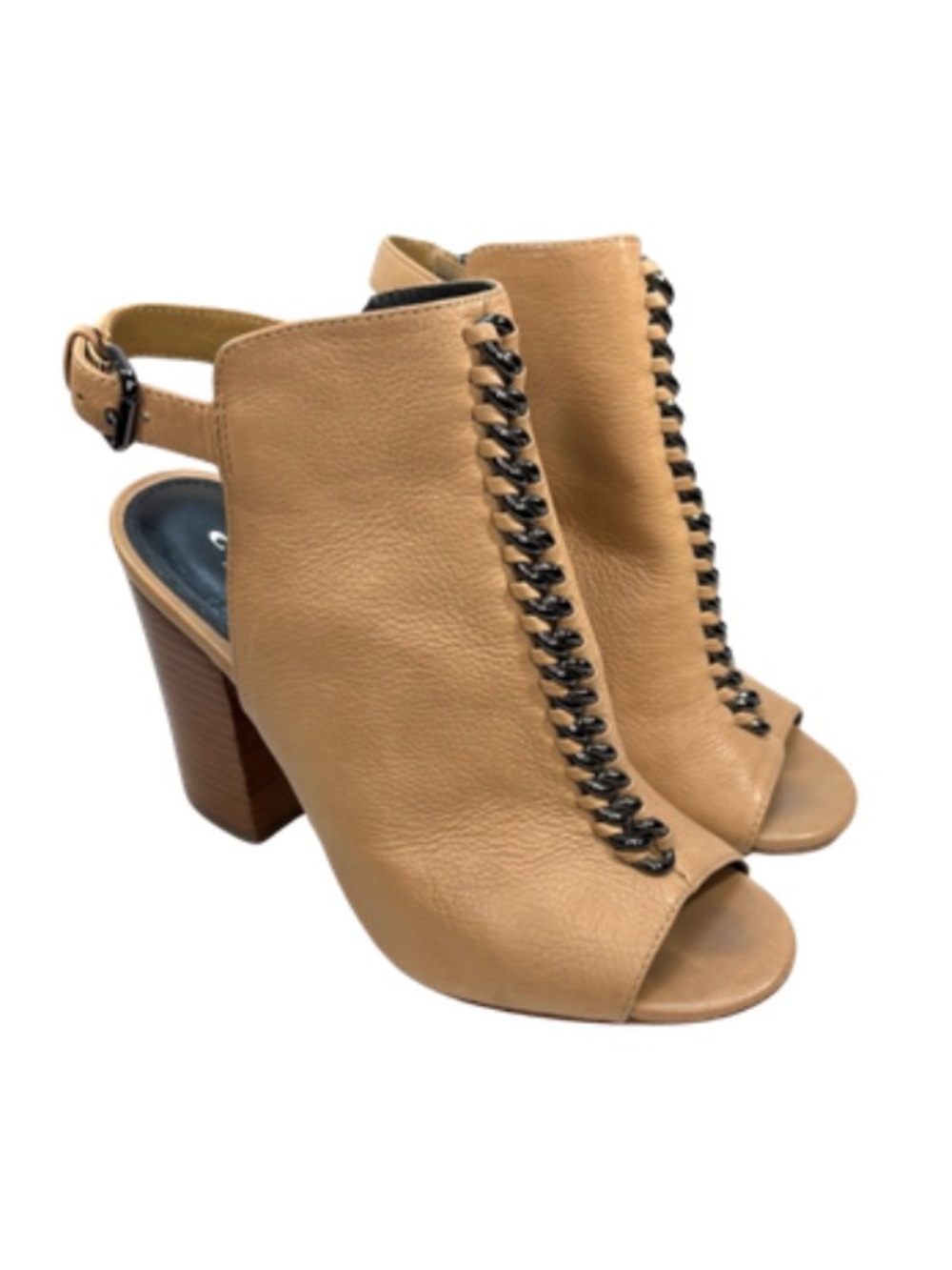 Coach Sandford Tan Leather Heeled Slingback Sandals | 7